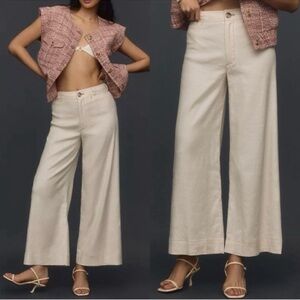 Anthropologie Maeve Ettie Wide Leg Pants in Cream Size 31